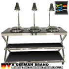 Durable Mobile Buffet Stations 3 Mini Chafing Dishes Feat 3 Heat Lamps Set In Granite Banquet Table